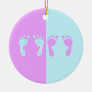 Décoration En Céramique Empreintes pour bébés (Jumeaux filles/garçons)