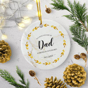 Décoration En Céramique En Mémoire Amoureuse De Papa Gold Wreath Memorial