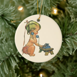 Décoration En Céramique Enfant Vintage Mignonne Fille Blonde Parlant sur u