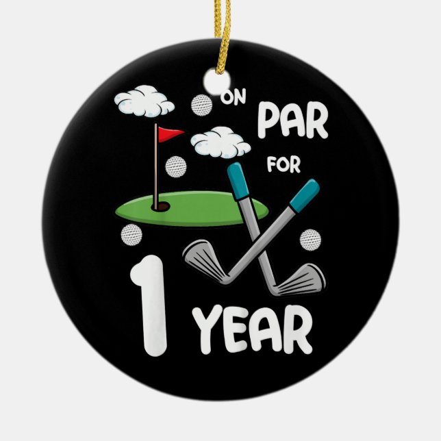 Décoration En Céramique Enfants 1er Anniversaire Golf Funny Golfeur 1 An (Devant)