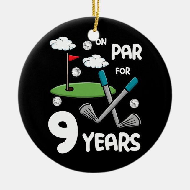 Décoration En Céramique Enfants 9e Anniversaire Golf Funny Golfer 9 Annive (Devant)