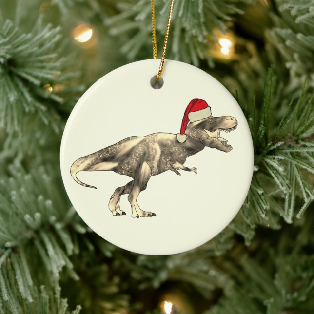 Décoration En Céramique Enfants Noël T-Rex Dinosaur Père Noël (Arbre)