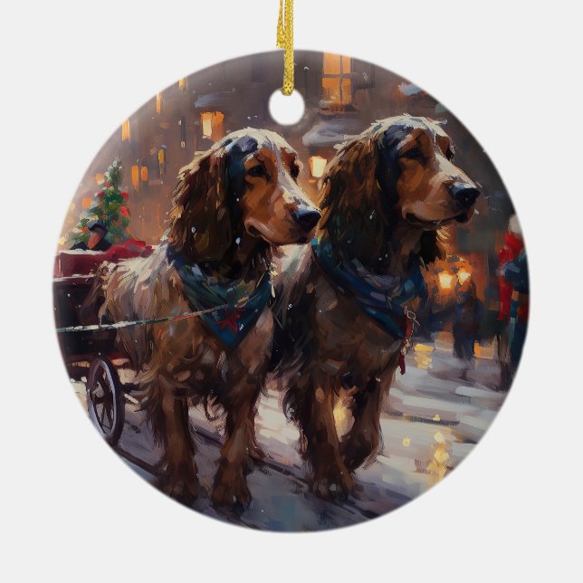 Décoration En Céramique English Cocker Spaniel Saison de Noël festive (Dos)