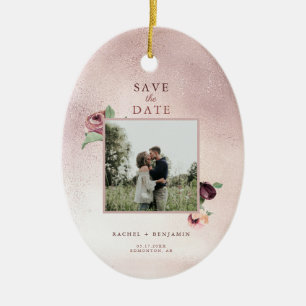 Décoration En Céramique Enregistrer la date Rose Gold Parties scintillant