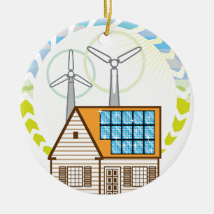 Décoration En Céramique Enroulez l'énergie solaire d'Eco de vecteur de