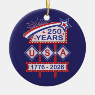 Décoration En Céramique Enseigne de marquise rétro USA 250e anniversaire 1