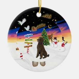 Décoration En Céramique Enseignes de Noël - Caniche Standard Chocolat
