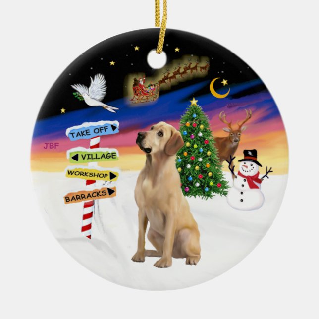 Décoration En Céramique Enseignes de Noël - Labrador jaune (Devant)