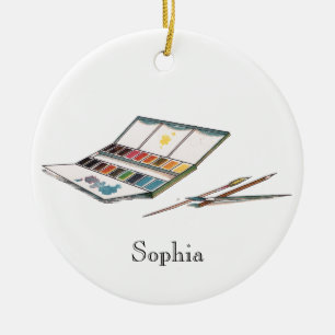 Décoration En Céramique Ensemble antique de peinture d'aquarelles