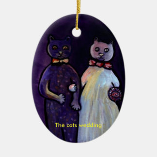 Décoration En Céramique Épouser de chats (ornement)
