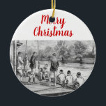 Décoration En Céramique Équipage vintage d'rameurs dans un bateau au quai<br><div class="desc">Image stylisée antique de rameurs d'équipage au quai</div>