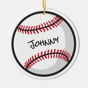 Décoration En Céramique Équipe de baseball PERSONNALISÉ NOM Blanc Rouge No
