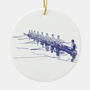 Décoration En Céramique Équipe de rameurs de l'équipe d'aviron bleue Sport