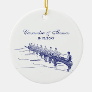 Décoration En Céramique Équipe de rameurs de l'équipe d'aviron Blue Rowing