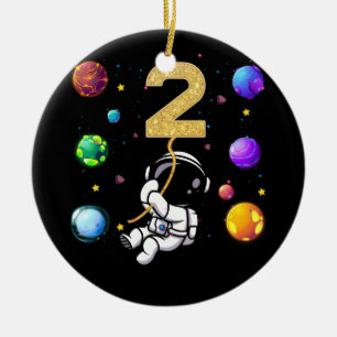 Décoration En Céramique Espace 2 Ans 2ème Anniversaire Planètes Astronau