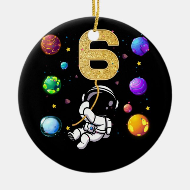 Décoration En Céramique Espace 6 Ans 6e Anniversaire Planètes Astronaut (Devant)