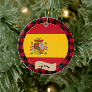 Décoration En Céramique Espagne, Plaid de buffle rouge et drapeau espagnol