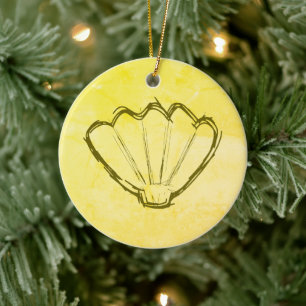 Décoration En Céramique Esquisse De Coquillages Sur Papier Ancien