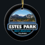 Décoration En Céramique Estes Park Colorado Emblem d'art de voyage<br><div class="desc">Le design artistique d'Estes Park présente la ville dans le nord du Colorado. Il est connu comme une base pour le parc national des Rocheuses.</div>