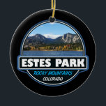 Décoration En Céramique Estes Park Colorado Emblem d'art de voyage<br><div class="desc">Le design artistique d'Estes Park présente la ville dans le nord du Colorado. Il est connu comme une base pour le parc national des Rocheuses.</div>