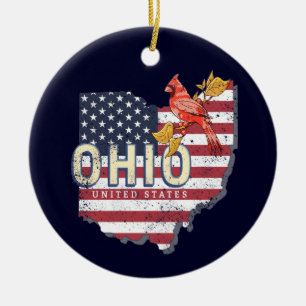 Décoration En Céramique État de l'Ohio États-Unis Carte rétro Vintage USA