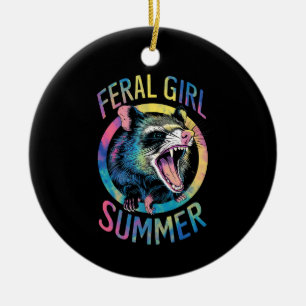 Décoration En Céramique Été de fille sauvage Opossum Tie Dye Raton laveur
