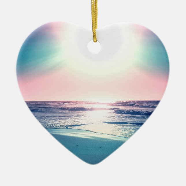 Décoration En Céramique Eté Mer coucher de soleil Plage tropicale Photo (Devant)