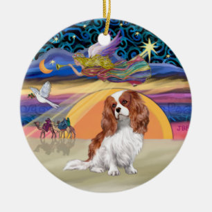 Décoration En Céramique Étoile de Noël - Blenheim Cavalier King Charles