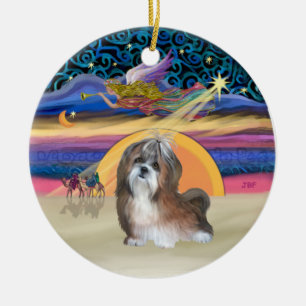 Décoration En Céramique Étoile de Noël - Chih Tzu #8 (crème brune)