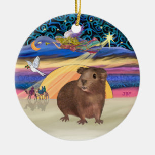 Décoration En Céramique Étoile de Noël - Cobaye Brun