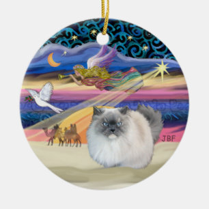 Décoration En Céramique Étoile de Noël - Himalayen fumé bleu