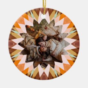 Décoration En Céramique Étoile de Noël personnalisée marron orange Photo C