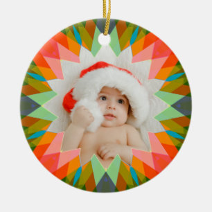 Décoration En Céramique Étoile de Noël personnalisée rose verte Photo Cade