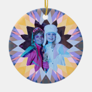 Décoration En Céramique Étoile de Noël personnalisée violette et jaune Pho