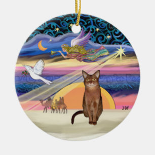 Décoration En Céramique Étoile de Noël - Ruddy Abyssinian chat
