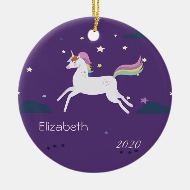 Décoration En Céramique Étoiles de licorne magique, Nuages (Devant)