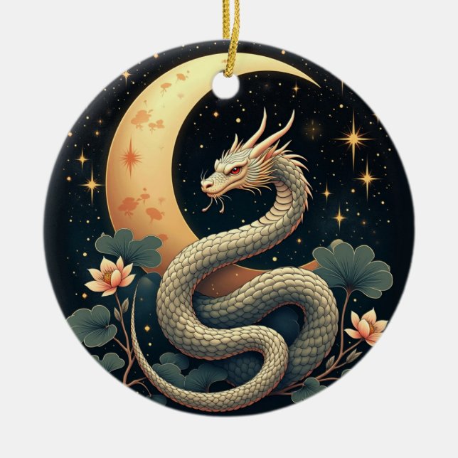 Décoration En Céramique étoiles Serpent de Lune  (Devant)