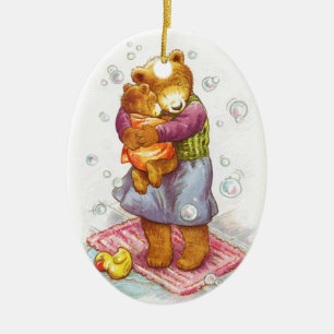 Décoration En Céramique Étreinte de maman ours
