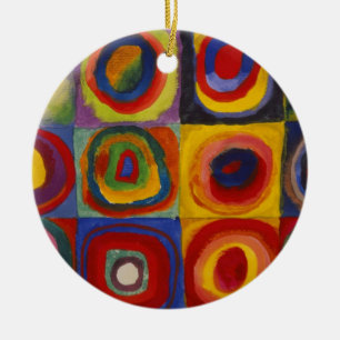 Décoration En Céramique Étude de couleur des cercles Carré par Kandinsky