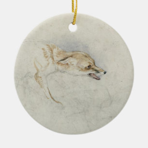 Décoration En Céramique Étude d'un Fox de acroupissement, faisant face au