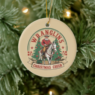 Décoration En Céramique Évocation de la Joie de Noël Cavalier Père Noël à