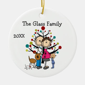 Décoration En Céramique Expectant Couple Boy Two Dogs