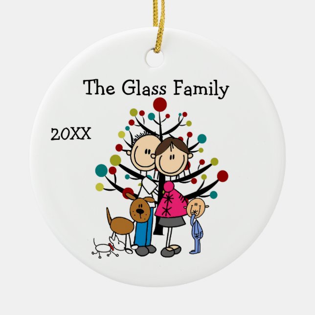 Décoration En Céramique Expectant Couple Boy Two Dogs (Devant)