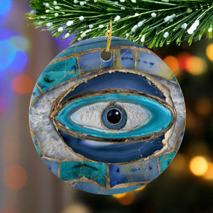 Décoration En Céramique Eye Amulet Agate and gold