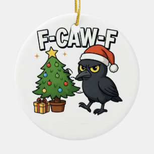 Décoration En Céramique F-caw-f Noël Corbeau Sapin Xmas Arbre Meme