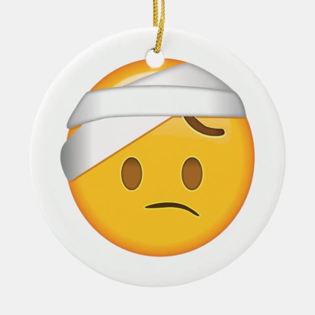 Décoration En Céramique Face Avec Tête Bandage - Emoji (Devant)