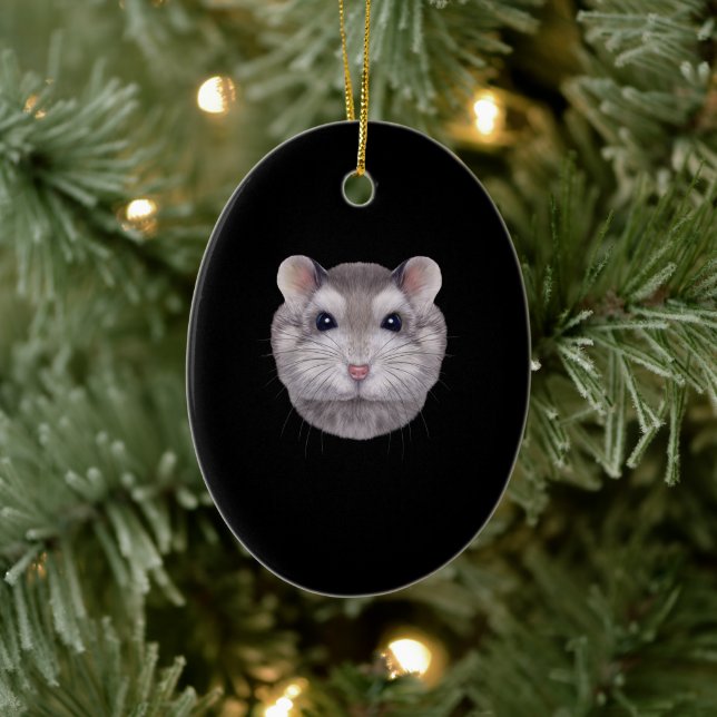 Décoration En Céramique Face de hamster nain gris (Arbre)