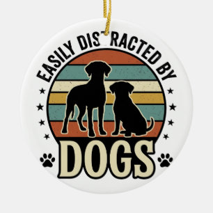 Décoration En Céramique Facilement distrait par les chiens Design silhouet