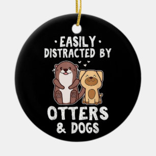 Décoration En Céramique Facilement Distrait Par Les Loutres Et Les Chiens 