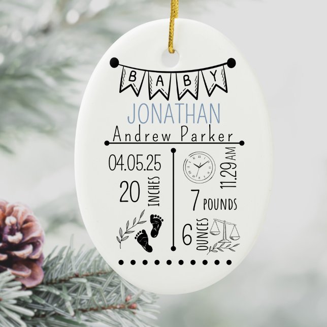 Décoration En Céramique Faire-part de naissance Keepsaké (Birth Stats in shape of this sweet keepsake. A gift to keep for years to come. new parents gift)